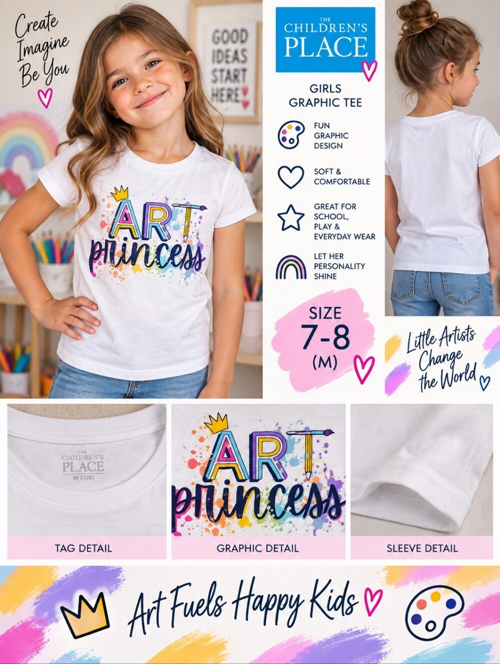 Children's Place girls size 7-8 art princess top #19